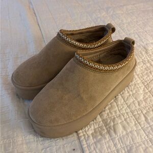 Tan Slip-On Platform Shoes